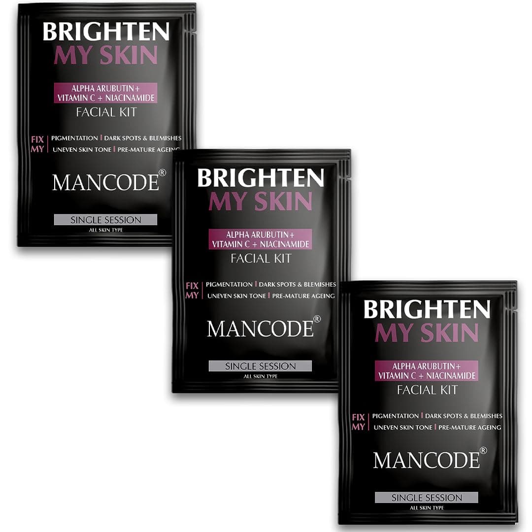 Mancode Brighten My Skin Facial Kit For Men | Salon-Like Glowing Skin In 6 Easy Steps | Improves Skin Texture | Instant Glow | Suitable For at ₹180 – Amazon