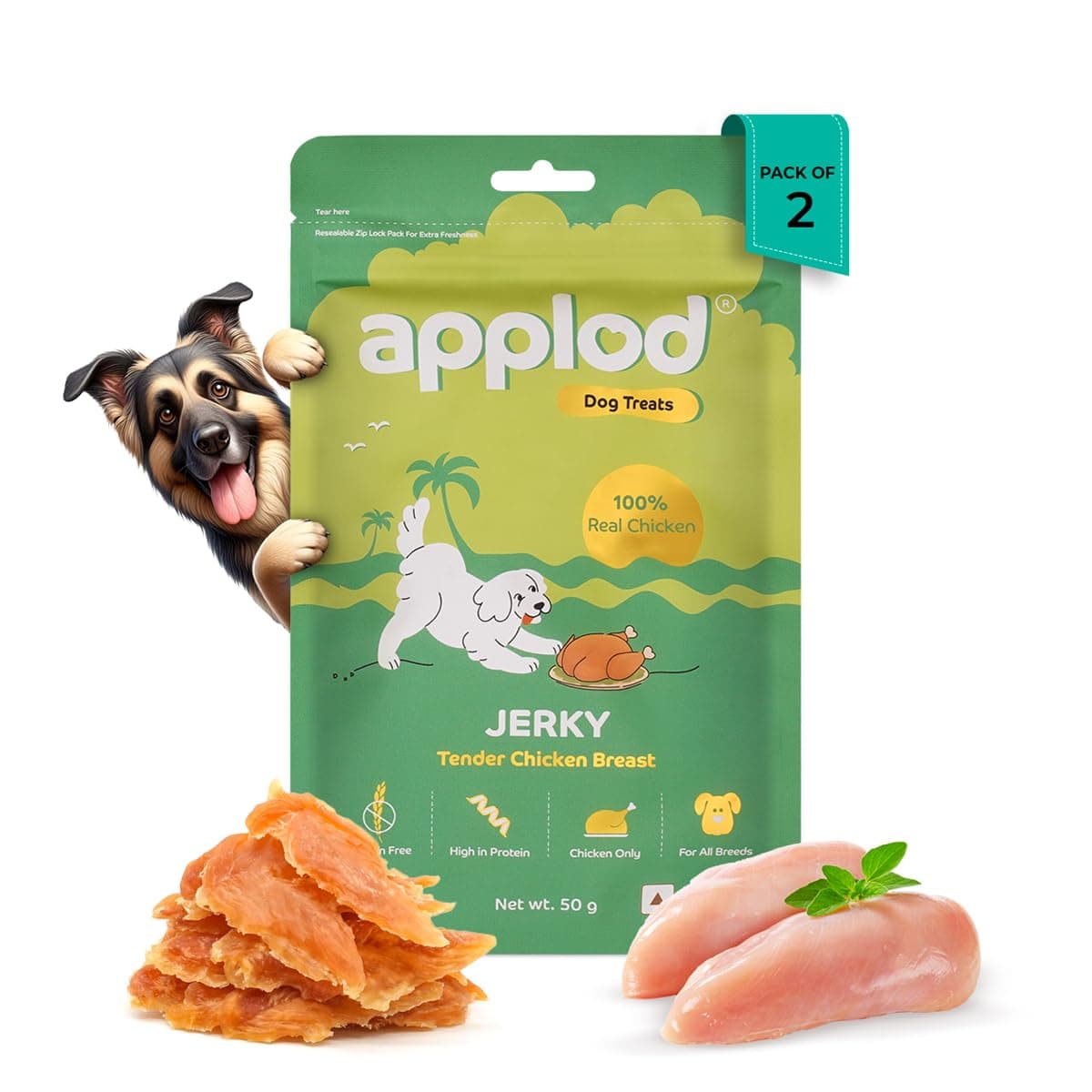 Tender Chicken Jerky Breast Dog Treats for Adult Dogs | Made with Real Chicken Breast | High-Protein Low-Fat Grain-Free Reward Snacks | Pack at ₹398 – Amazon