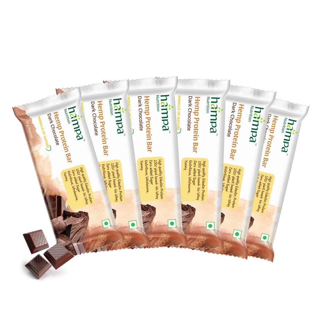 Hampa Hemp protein Bar 50g | Dark Chocolate Flavour | 10g Plant Protein | No Whey, Vegan Friendly | No Added Sugar, Sweetened with Dates | A at ₹237 – Amazon