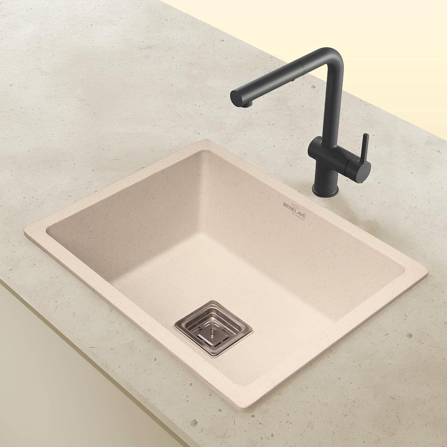 Benelave by Hindware BLACP91007 Quartz Sink 21x18 for Kitchen | Single Bowl | Peach Aura Color | Better Sound Absorption for Quieter Use | 7 at ₹2515 – Amazon