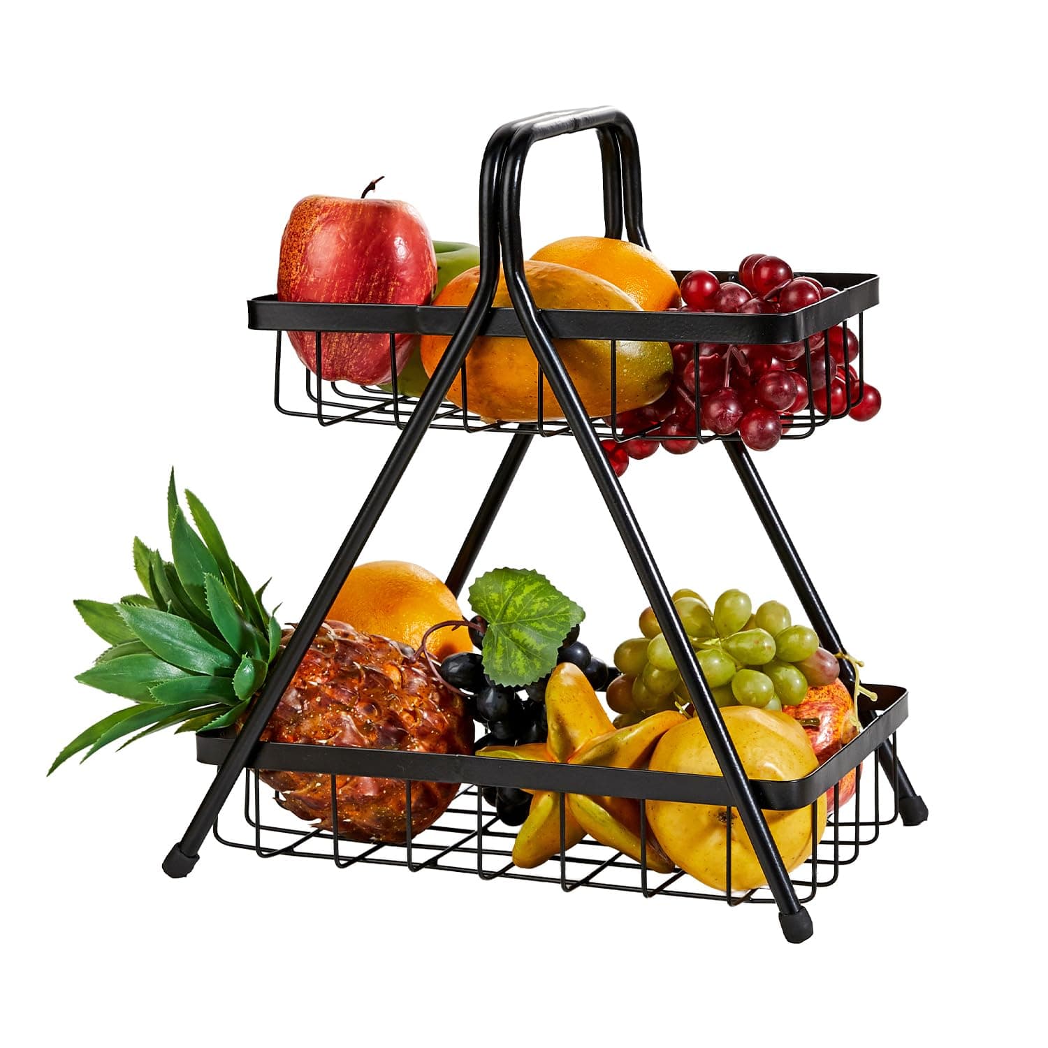 Solimo High Grade Metal 2-Tier Fruit & Vegetable Basket | Iron | Black Powder-Coated Finish | Space-Saving Kitchen Organizer at ₹392 – Amazon