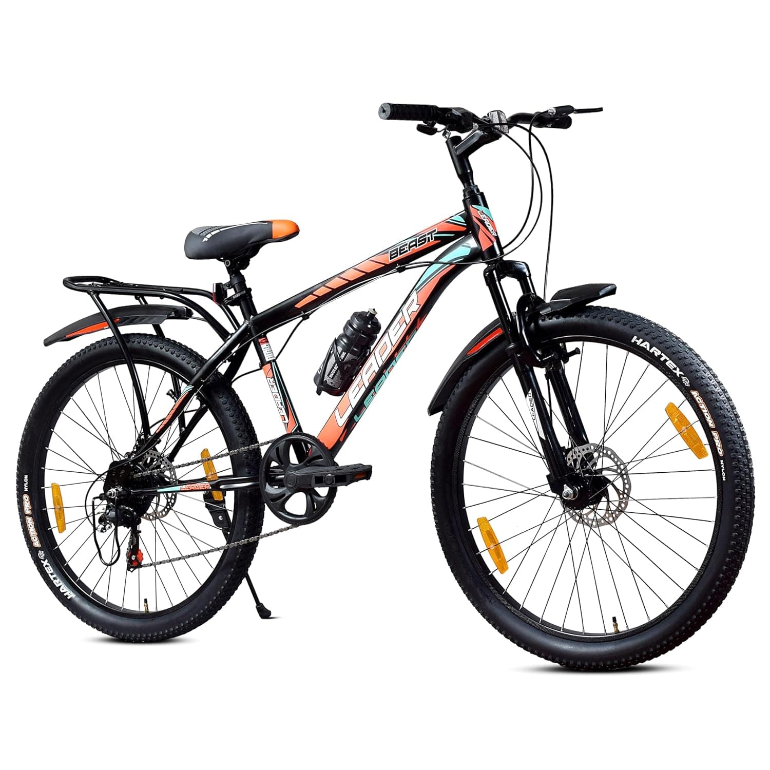 Leader Beast 26T IBC Premium 7 Speed Cycle for Men with inbuilt Carrier | City/Mountain Bike with Front Suspension & Dual Disc Brakes | Gear at ₹6349 – Amazon