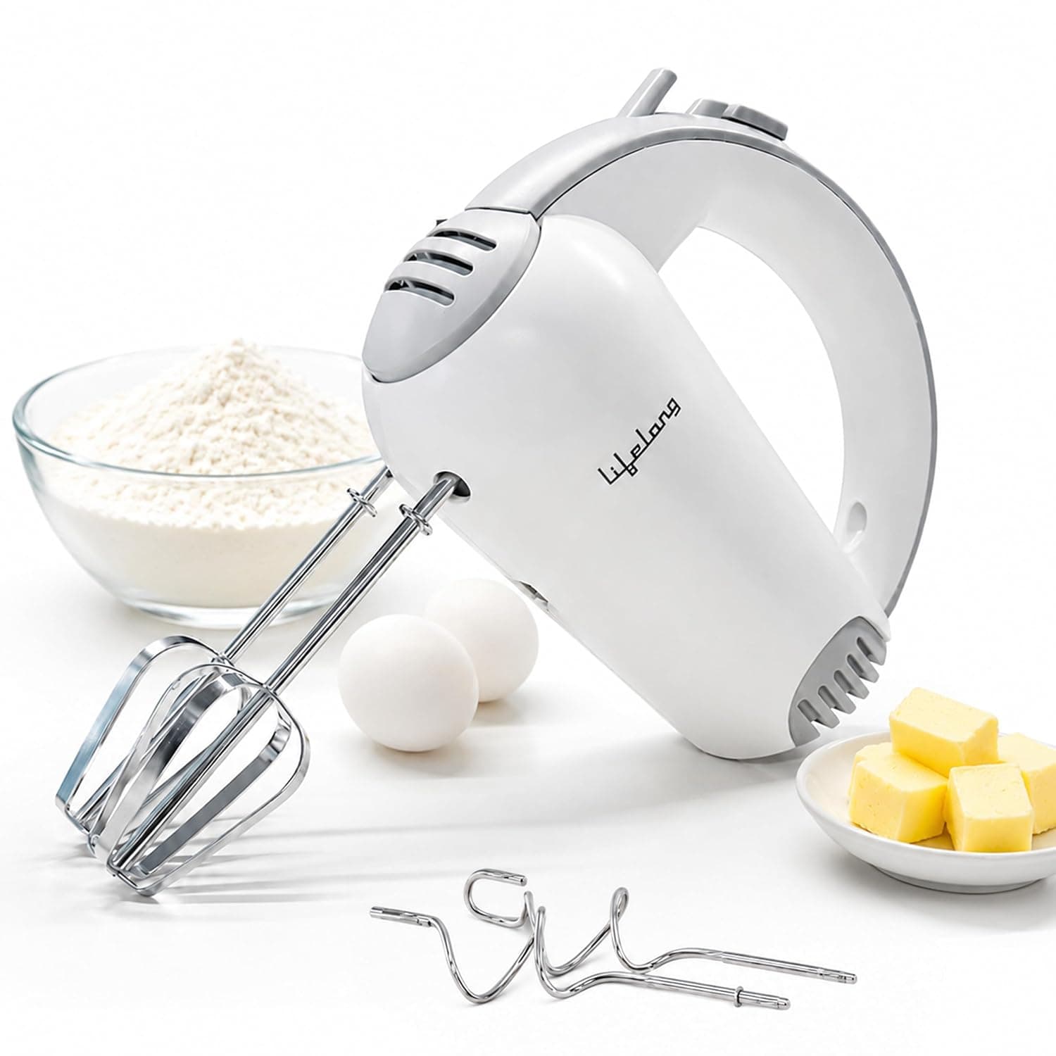 Lifelong 450W Hand Mixer with Beaters & Dough Hooks | 5-Speed Control with Turbo Boost | Low Noise 100% Copper DC Motor | Large Eject Button at ₹1499 – Amazon