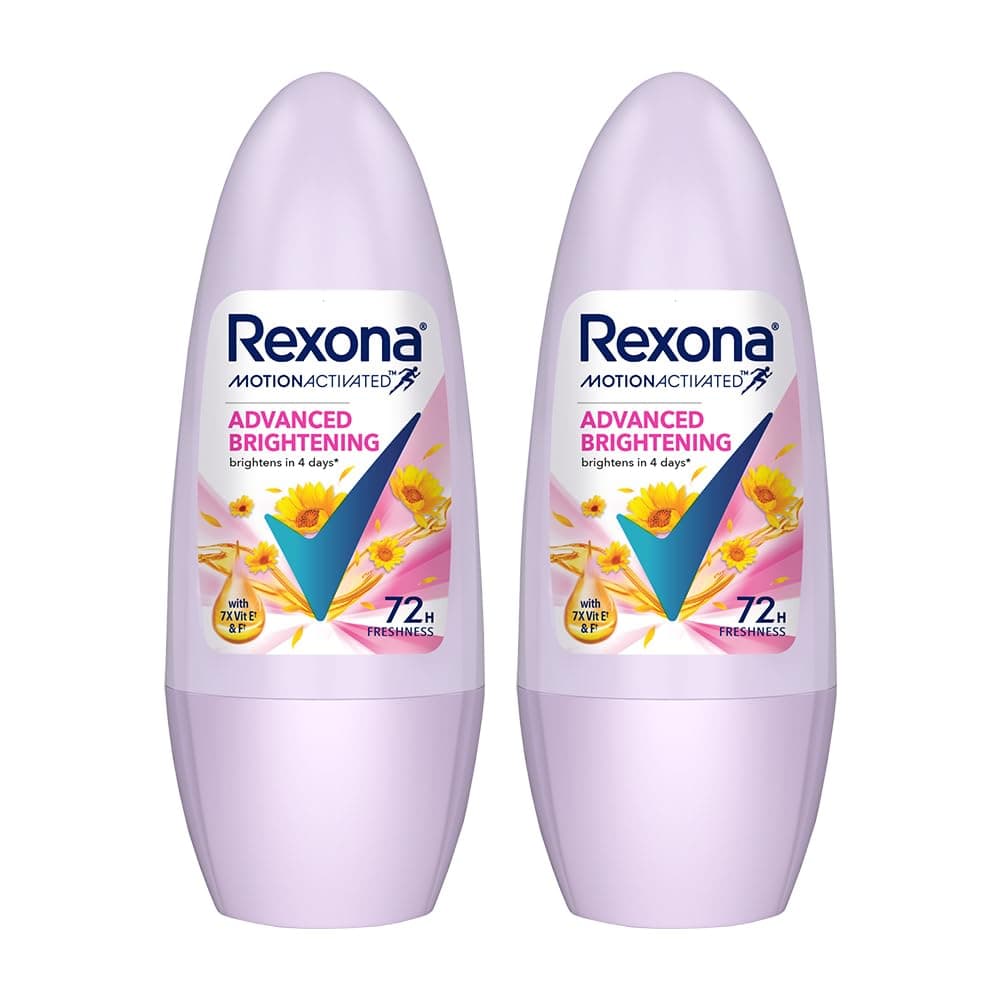 Rexona Women Roll-On | Advanced Brightening Underarm Deodorant | up to 72Hr long-lasting freshness | 45 ML (Pack of 2) at ₹199 – Amazon