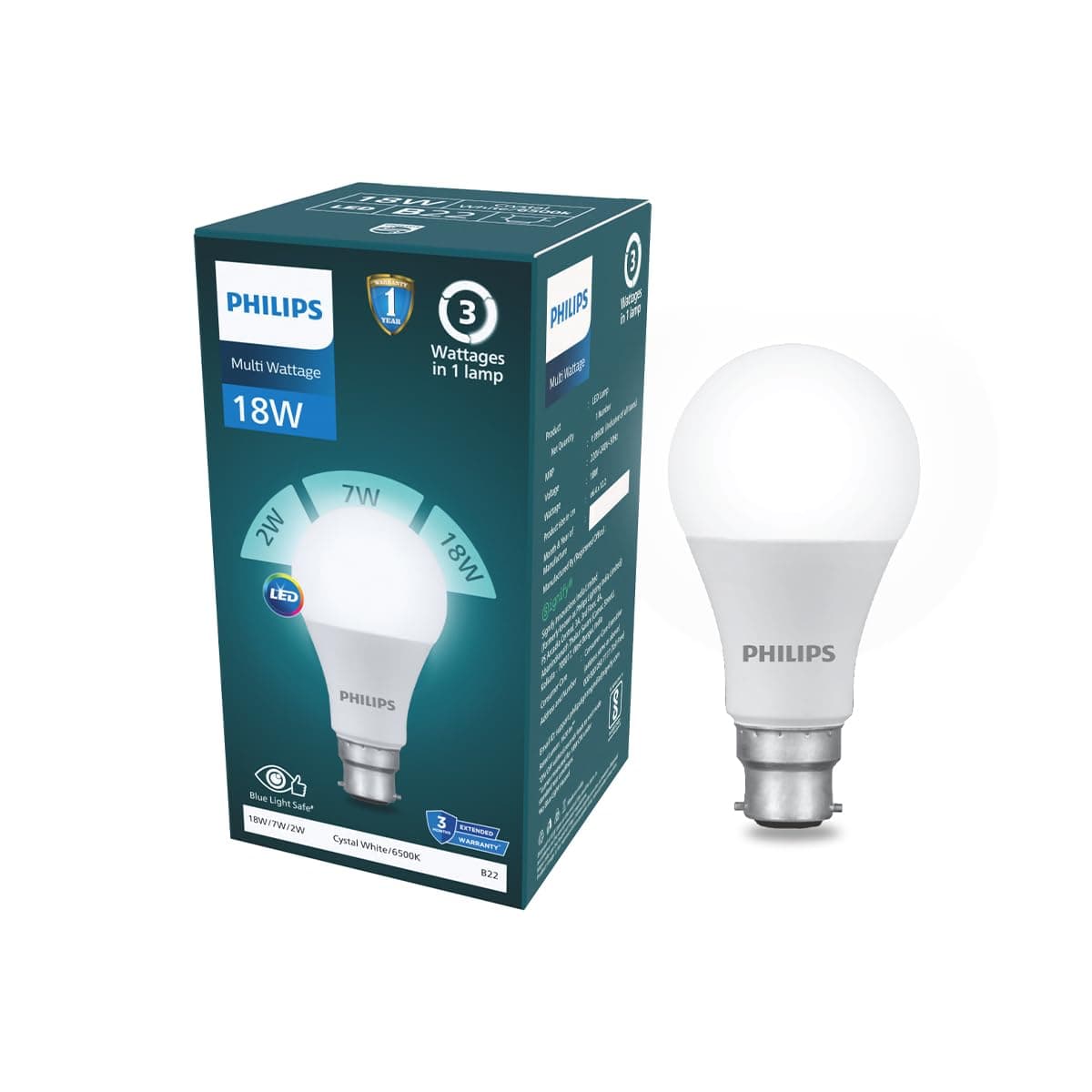 Philips 18W Dimmable LED Bulb | Cool White 6500K | B22 Base | Adjustable Brightness LED Light | Energy Efficient & Versatile Lighting | Pack at ₹169 – Amazon