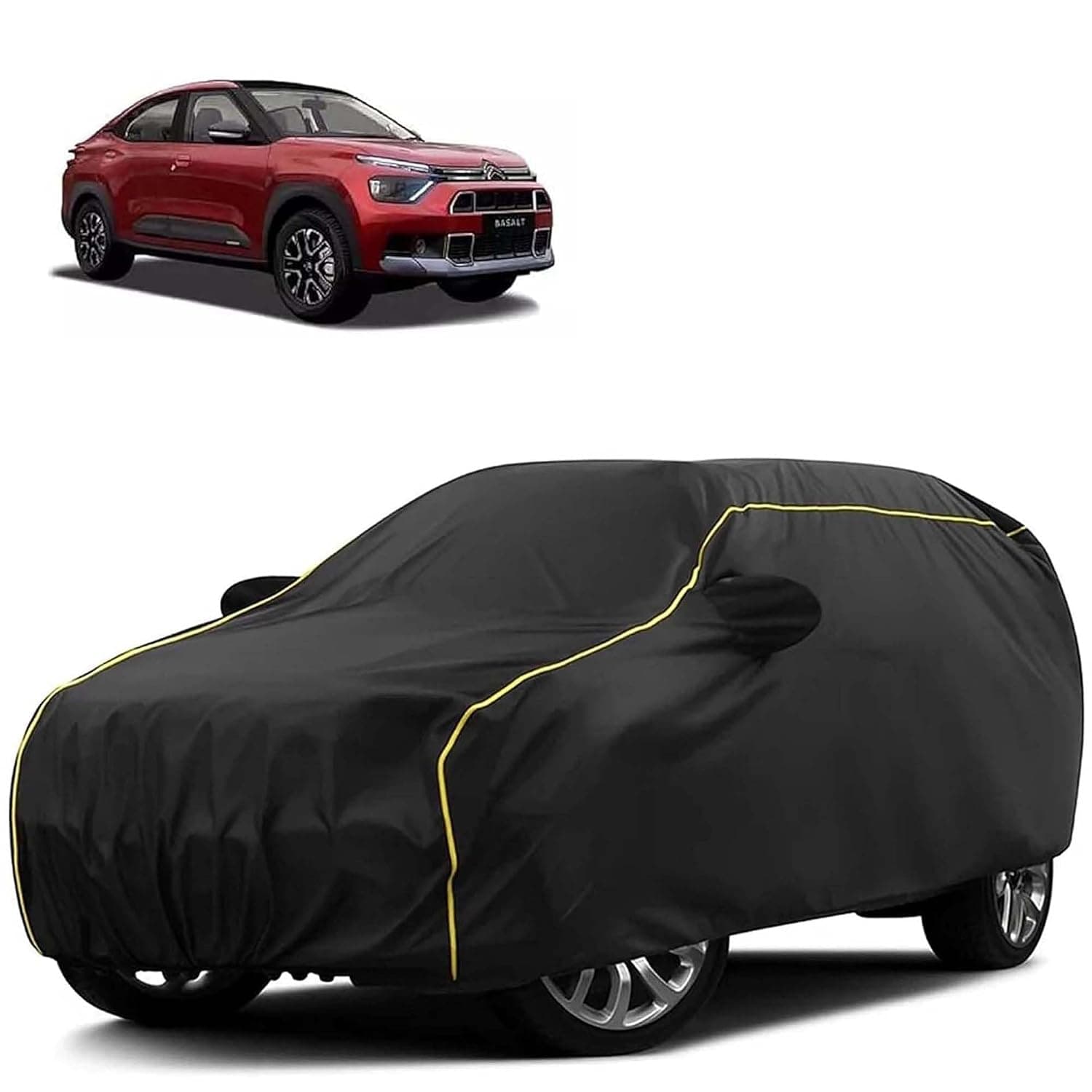 Sulfar 100% Water Resistant Car Body Cover Compatible with Mirror for CITROËN Basalt (Triple Stitched, Full Bottom Elastic, Black Tafetta wi at ₹443 – Amazon