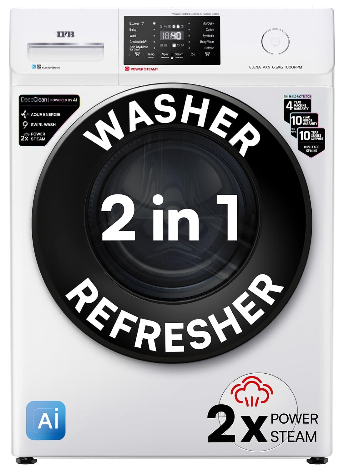 IFB 6.5 Kg 5 Star, DeepClean® Technology, AI Powered, Fully Automatic Front Load Washing Machine (ELENA VXN 6510 CMS, PowerSteam®, 9 Swirl, at ₹23399 – Amazon