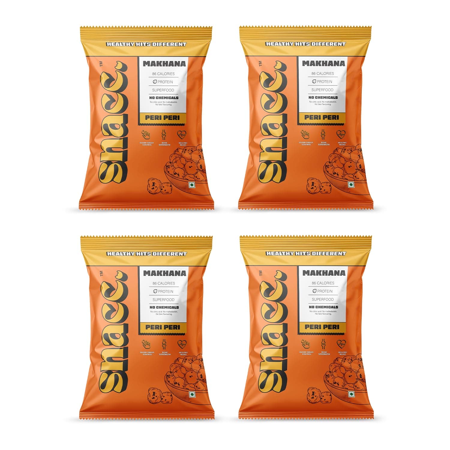 Snacc Peri Peri Makhana, Spicy Roasted Fox Nuts, Protein Rich, Gluten Free, MSG Free, Zero Trans Fat, Zero Sugar, Low Calorie 18 g small poc at ₹80 – Amazon