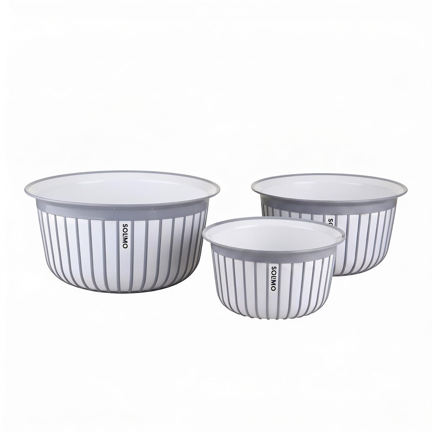 Solimo Plastic Linea Containers without Lid Food Grade Set of 3(1.3L,2.3L and 3.8L) |BPA-Free Multipurpose Kitchen Bowls for Mixing and Serv at ₹349 – Amazon