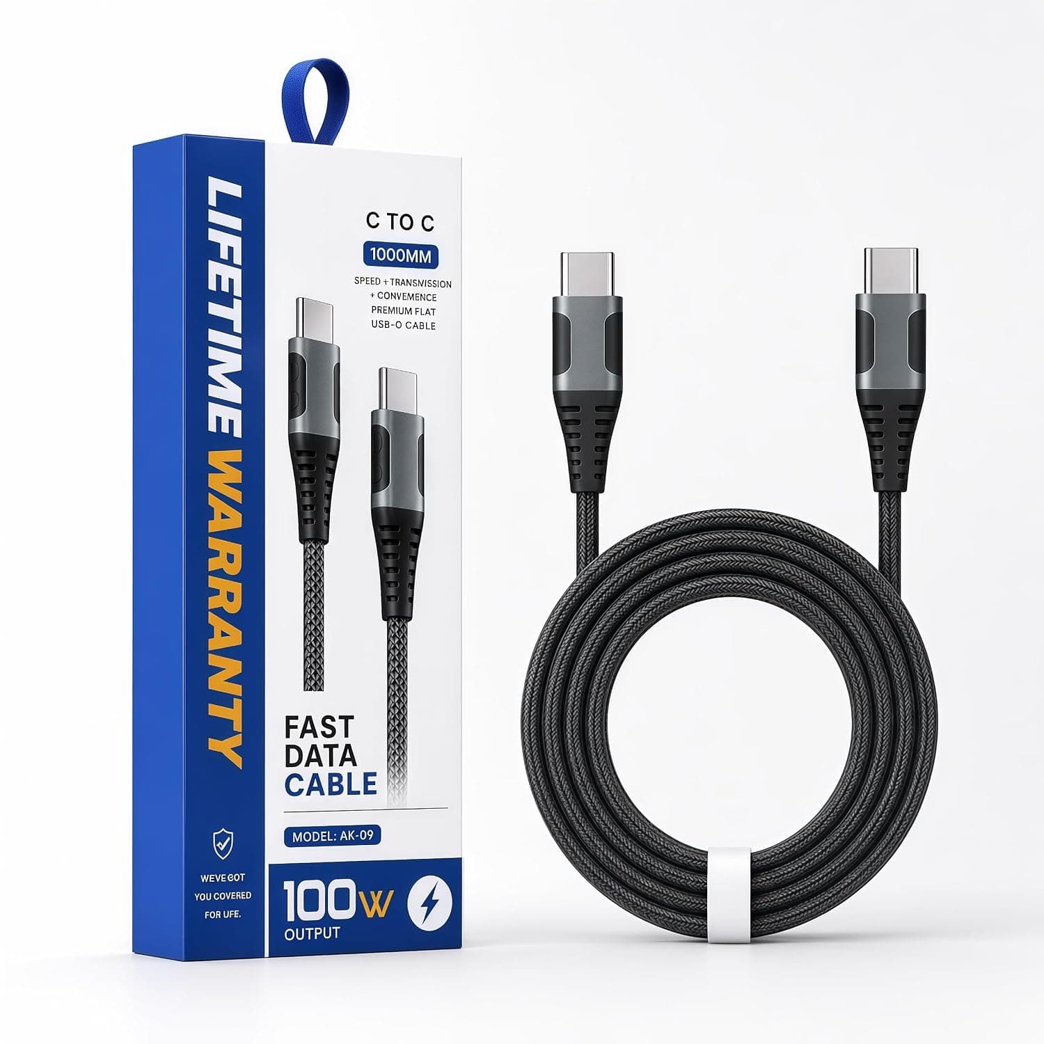 Type C to Type C Cable 100W Fast Charging with [Lifetime warrenty] 3M Long Type C Cable, 5A Power Delivery, 480Mbps Data Sync, Braided Cord at ₹250 – Amazon