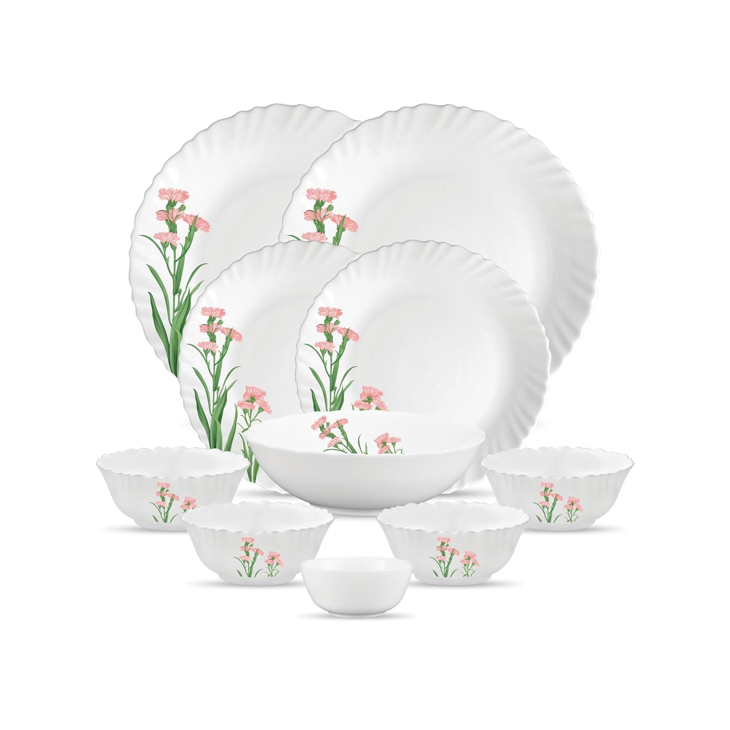 La Opala Opal Glass Crockery | for Family of 2 | Dinner Set 10 pcs Pink Florets | Plates & Bowls for Dining | Microwave Safe | 100% Vegetari at ₹599 – Amazon