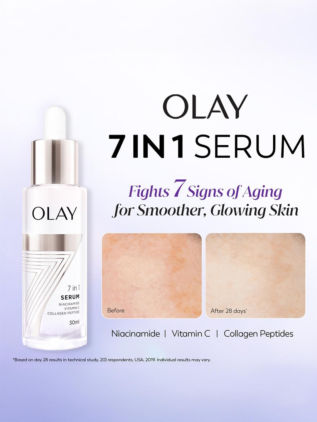 Olay 7in1 Face Serum Niacinamide Vit C Collagen 30ml at ₹319 (60% Off) – Myntra