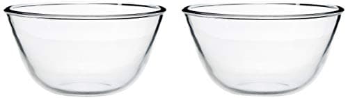 Amazon Brand - Solimo Mixing/Serving Borosilicate Glass Solid Bowl Set (2 pieces, 1600ml), Transparent at ₹441 (55% Off) – Amazon
