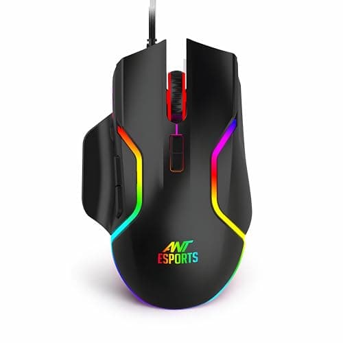 Ant Esports GM320 RGB Wired Gaming Mouse, 12800 DPI Optical Sensor, 8 Programmable Buttons with Rapid Fire, Ergonomic Design, RGB Lighting, Braided Cable, USB Gaming Mouse for PC, Laptop (Black) at ₹504 (82% Off) – Amazon