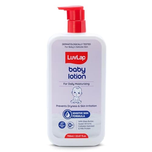 LuvLap Baby Lotion with Milk Protein - 700ml, Suitable for Baby’s Delicate Skin, 24 Hour Protection for Sensitive Skin, Shea Butter and VIT E, Paraben Free, Sweet Almond Oil, Dermatologically Tested at ₹143 (68% Off) – Amazon