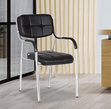 Da URBAN® Barfi Leatherette | Heavy Duty Metal Frame| Visitor/Study/Office Chair with Arms (Black) at ₹2540 – Amazon