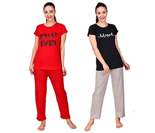 Women & Girls Cotton Night Suit Set, Pack of 2 at ₹799 (56% Off) – Amazon