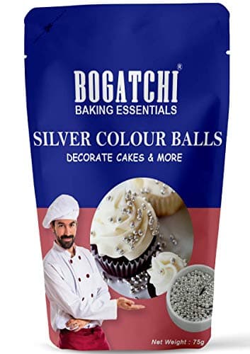 BOGATCHI Silver Balls for Cake Decoration | Topping for Cake & Other Baking Items| Colored Sugar Confectionary | Cake Decorating Sprinkler |Gluten Free & Vegan |75g at ₹66 (83% Off) – Amazon