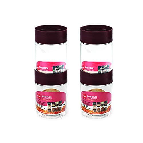 CELLO Modustack Pet Storage Jar For Kitchen Set of 4 Pcs, 750 ml Grey, Freezer & Fridge Safe, See Through Airtight Stackable Pet Kitchen Storage Box Container Set For Beans, Whole Grains, Spices at ₹191 (58% Off) – Amazon