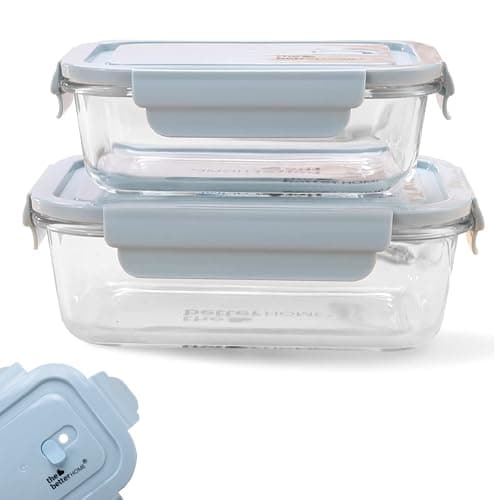 The Better Home Glass Airtight Container Set for Food Storage | Leak Proof | Air Tight Lunch Box for Office, Fridge & School | Durable Borosilicate Glass (680ml+1040ml - Pack of 2 (Blue)) Rs. 749 - Amazon at ₹749 (71% Off) – Amazon