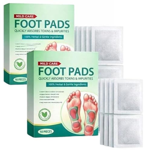 Foot patch (Pack of 2) Herbal And Gentle Ingredient Detox Foot Pads 20 pieces,Toxin Removal with Bamboo Vinegar and Acupoint Micro-Massage Technology,Natural Ingredients for Sleep Aid, Pain Relief,gel foot pads ,Foot patch.(20Pieces) at ₹169 (72% Off) – Amazon