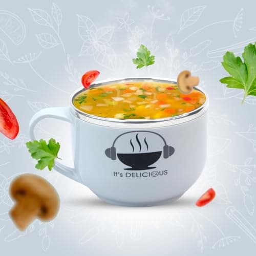 Attro Spicy Bowl Noodle Soup Bowl 500ml with Inner Stainless Steel, Spoon & Lid BPA Free Food Grade Perfect Breakfast Cereals, Fruits, Ramen, Beverages - Beige at ₹144 (42% Off) – Amazon