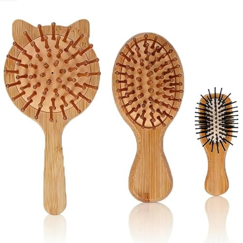 Sleek Hair Brush, Wooden Hair Brush 3-Piece Set, Bamboo Vent at ₹129 – Amazon