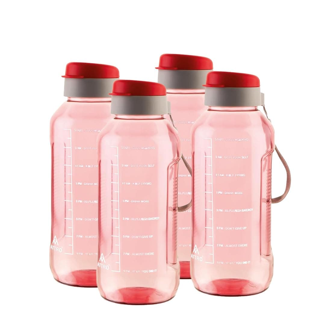ATTRO Ultra Pro Motivational 1.5 Litre BPA Free Water Bottle with Leak Proof Flip Top Cap and Nylon Strap