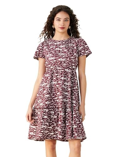 Amazon Brand - Symbol Women Cotton Fit and Flare One Piece Knee-Length Dress (Available in Plus Sizes) at ₹399 (78% Off) – Amazon