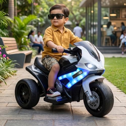 Toyzone Urban Ranger Mini Electric Bike (Blue), 6V Rechargeable Bike for Kids with 4.5Ah Battery, LED Lights, Music, Smooth Acceleration, 6M Battery Warranty, Age 1.5 to 4 Years, Up to 30kg at ₹2049 (71% Off) – Amazon