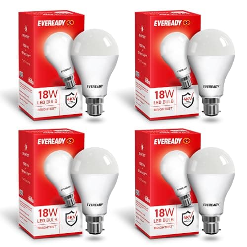 Eveready 18W LED Bulb | 1800 Lumen | 4KV Surge Protection | Long Life & Low Maintenance | BIS Certified | 1 Year Warranty | 100 Lumens Per W at ₹544 – Amazon
