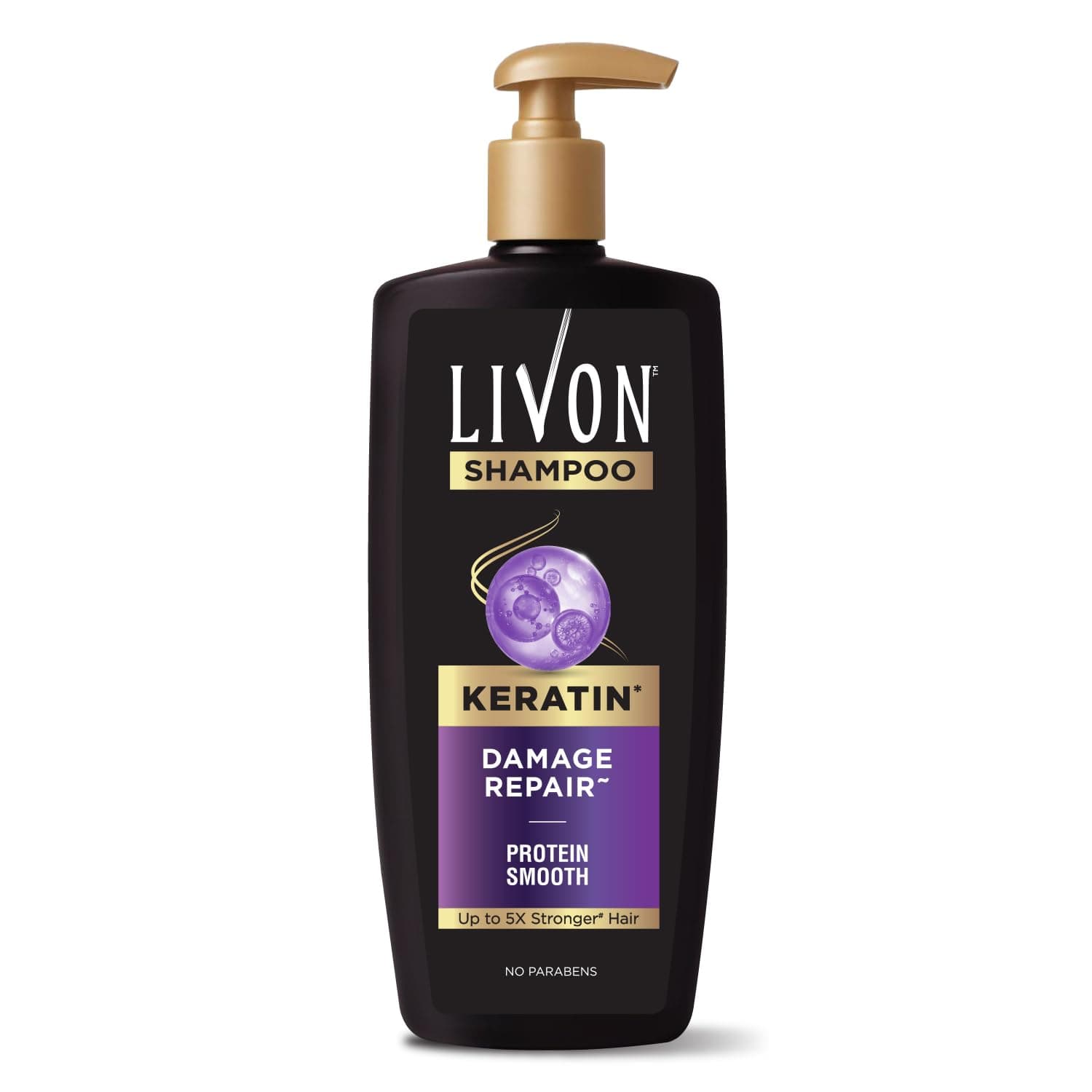 Livon Keratin Shampoo for Women & Men | Repairs Damaged Hair | Smooth & 5x Stronger Hair | No Parabens | 650ml