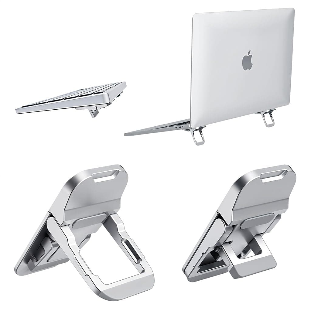 EDNITA 2Pcs Mini Laptop Stand β Portable Aluminium Cooling Pad (Silver)