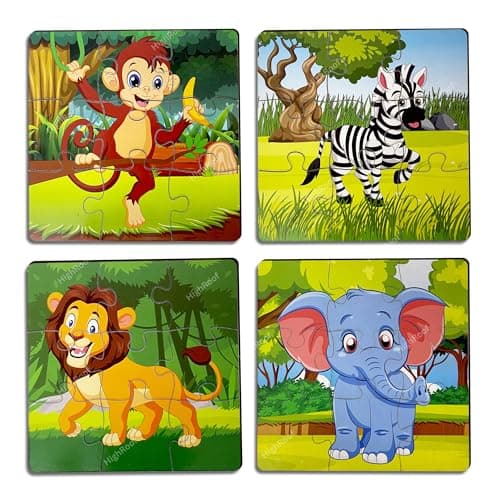 Wooden Jigsaw Puzzle Games for Children & Kids Wooden Puzzle for 2 3 4 5 6Year Old Girls Boys Animals Jigsaw Puzzle(Pack of 4) at ₹159 (84% Off) – Amazon