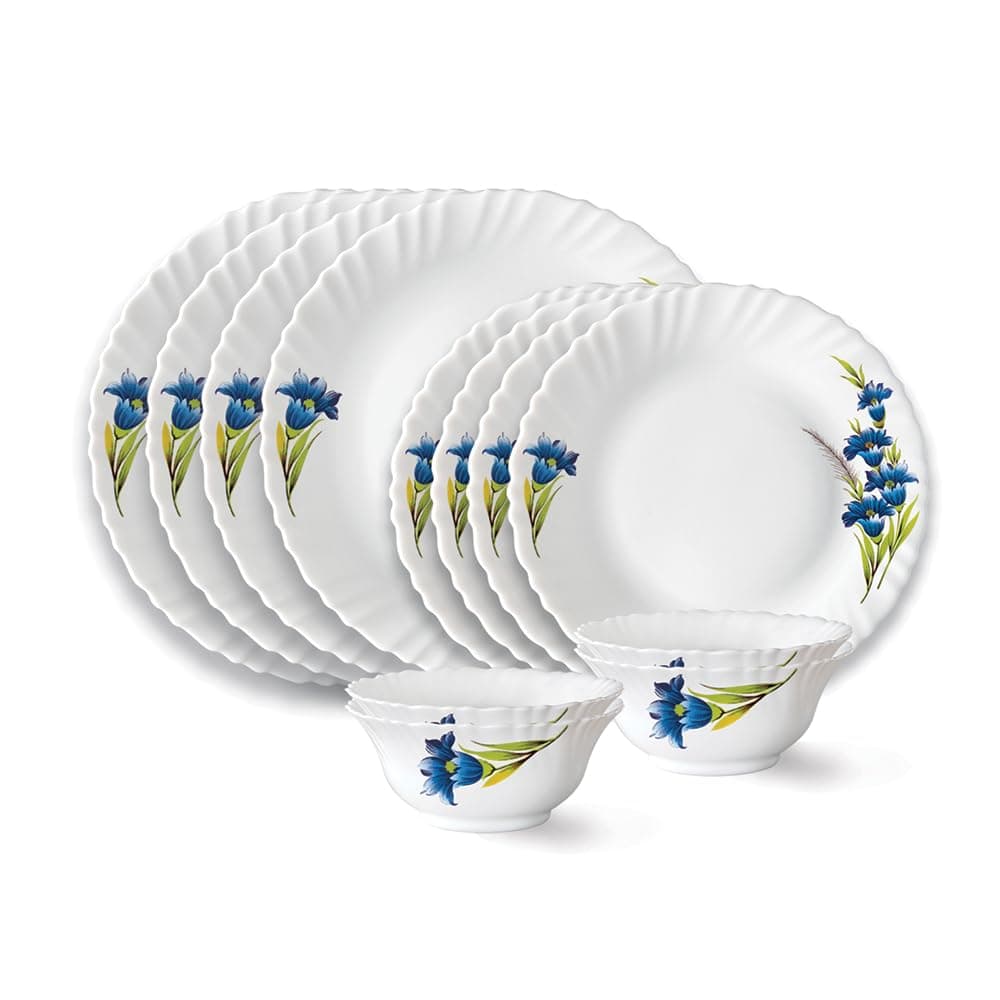 Larah by Borosil Nina Fluted Opalware Dinner Set (12 Pieces, Family of 4) at ₹838 (54% Off) – Amazon