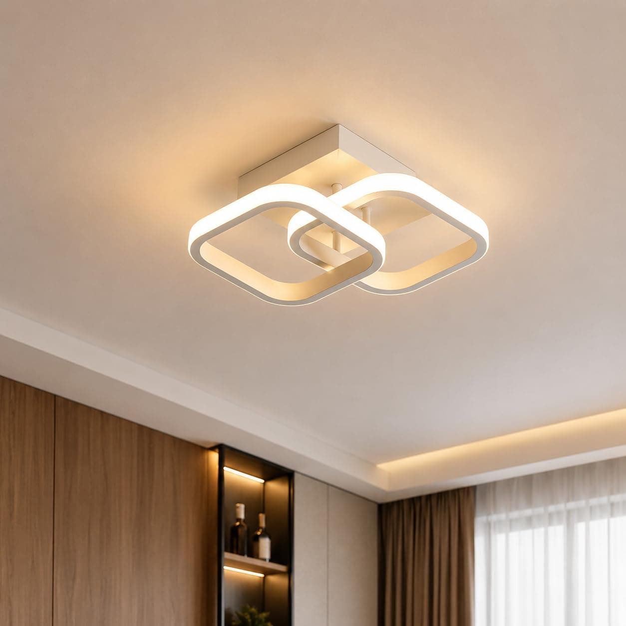 Desidiya 22W Modern LED Ceiling Light, Square Flush Mount with 3-Colour Dimming