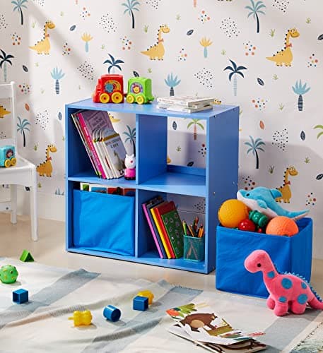 Amazon Brand - Solimo Nereid Engineered Wood Kids Storage Shelf (4 Shelves, Matte Finish, Blue) Rs. 1399 - Amazon at ₹1399 (83% Off) – Amazon