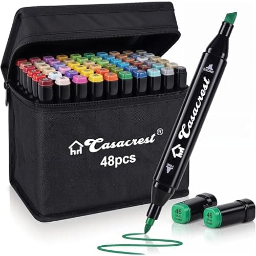 Dual Tip Alcohol Markers-48 Colours with Carrying Case for Sketching Calligraphy Drawing- Odorless, Non-Toxic, Acid-Free Twin Head Colouring Marker for Kids Birthday Return Gift, School Supply Set Rs. 349 - Amazon at βΉ349 (73% Off) β Amazon