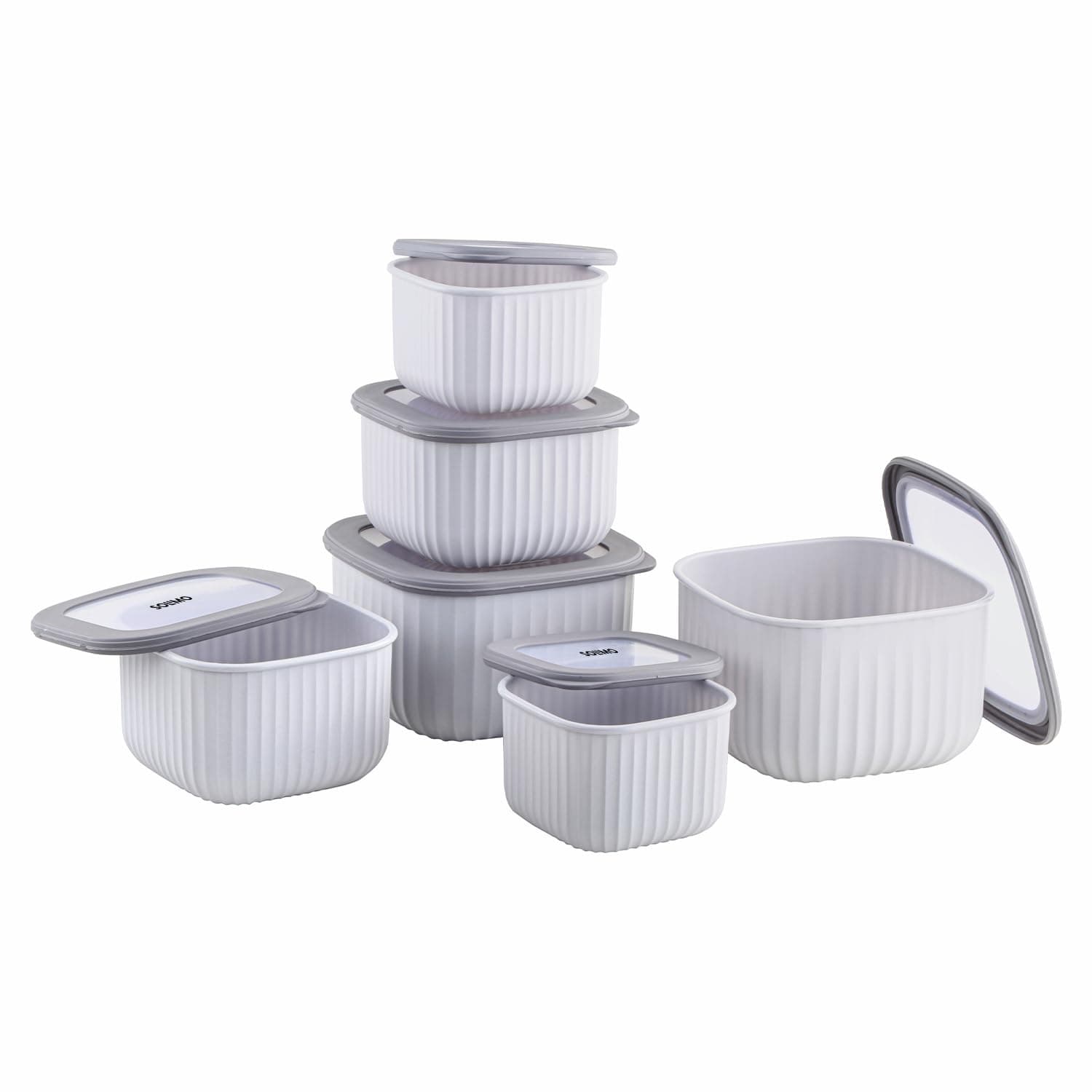 Amazon Basic Square Storage Containers Set of 6, Mixed Sizes