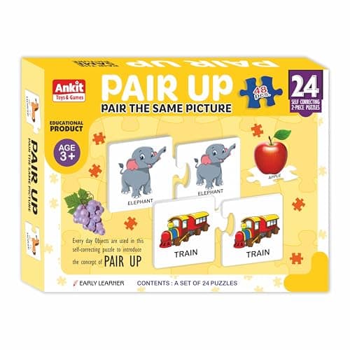 Ankit Toys & Games Pair Up Educational Puzzle for Kids – 24 Self-Correcting 2-Piece Set – Picture Matching Game for Early Learners Fun Cognitive Development & Engaging Toy for Pre-Schoolers Age 3+ - Amazon at ₹146 (61% Off) – Amazon