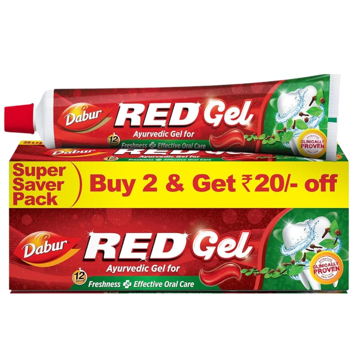 Dabur Red Gel Ayurvedic Toothpaste - 300g (150g x 2) | Reduction in Bad Breath, Plaque & Gingivitis | Freshness with Protection | For Health at ₹87 – Amazon