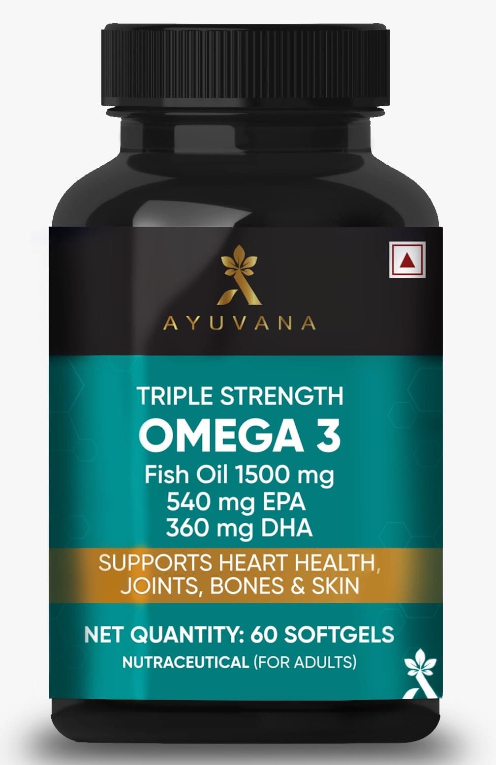 Triple Strength Omega 3 Fish Oil 1500mg, 540mg EPA & 360mg DHA, for Heart, Joint, Bone & Skin