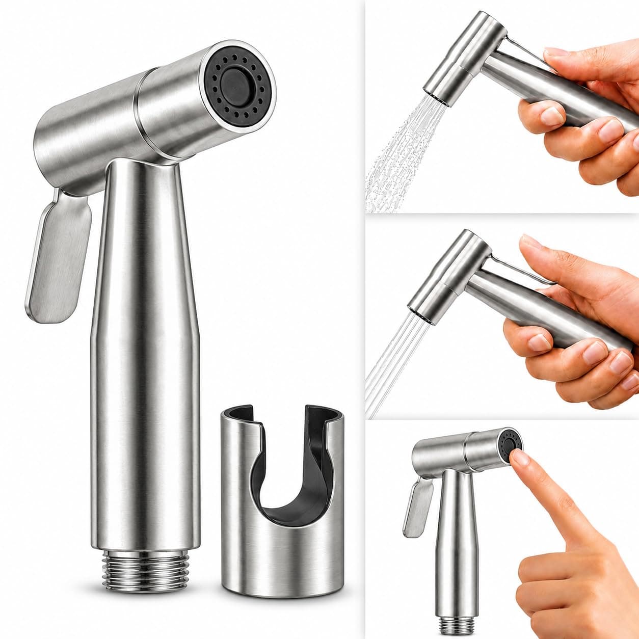 PulGos ABS Health Faucet Jet Spray Gun with Holder, Self-Cleaning Nozzle