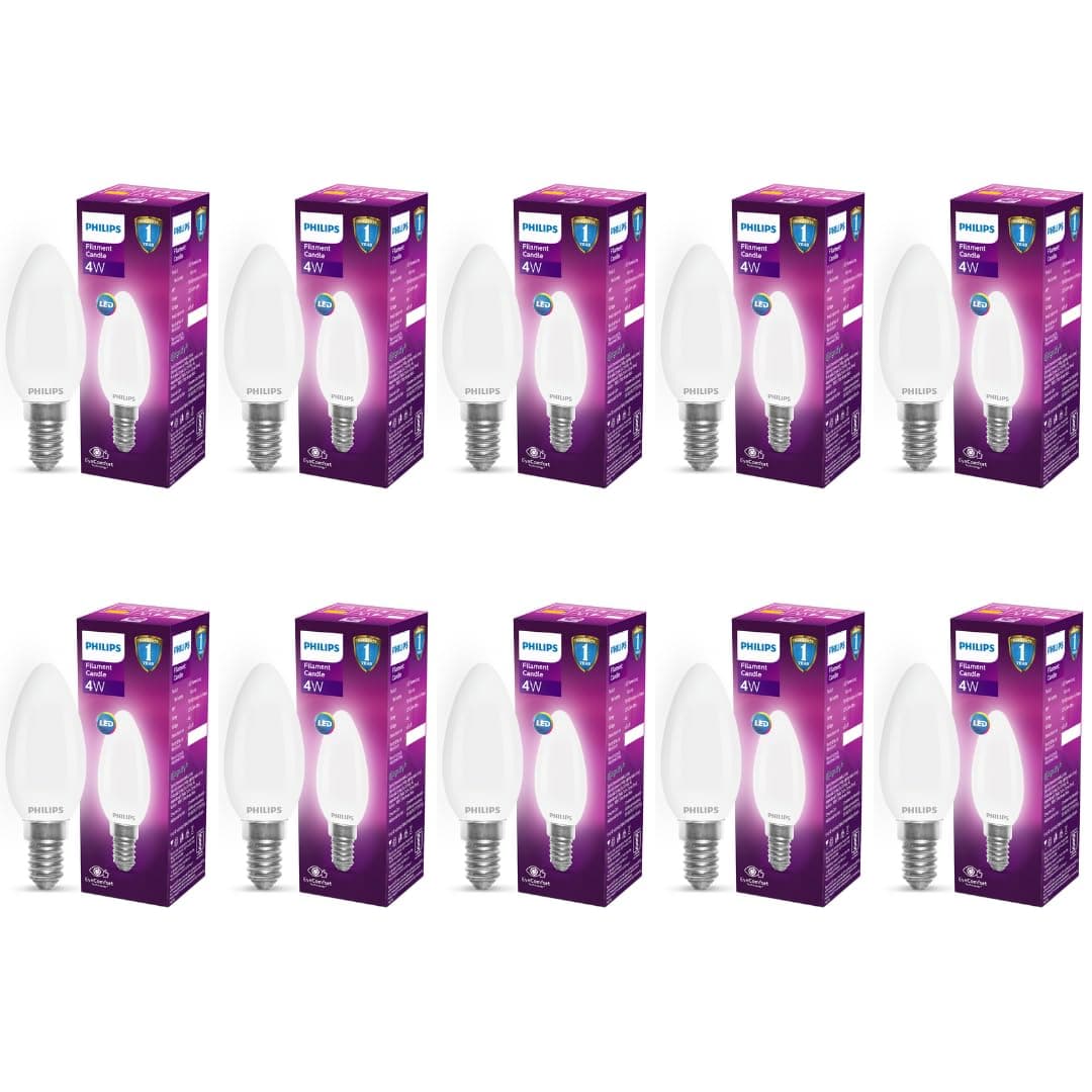 Philips 4W 400-Lumen Frosted Candle LED Bulb, E14 Base (Cool White)