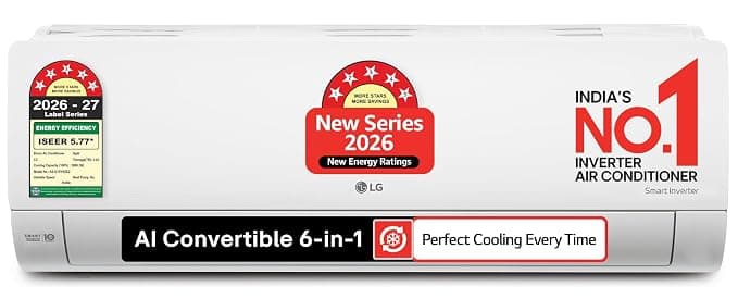 LG 1.42 Ton 5 Star Split AC at ₹46,490 – amazon