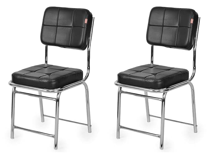 GOYALSON Stainless-Steel Visitor Chair Without Arms (Black, Set of 2) at ₹3,898 (61% Off) – Amazon