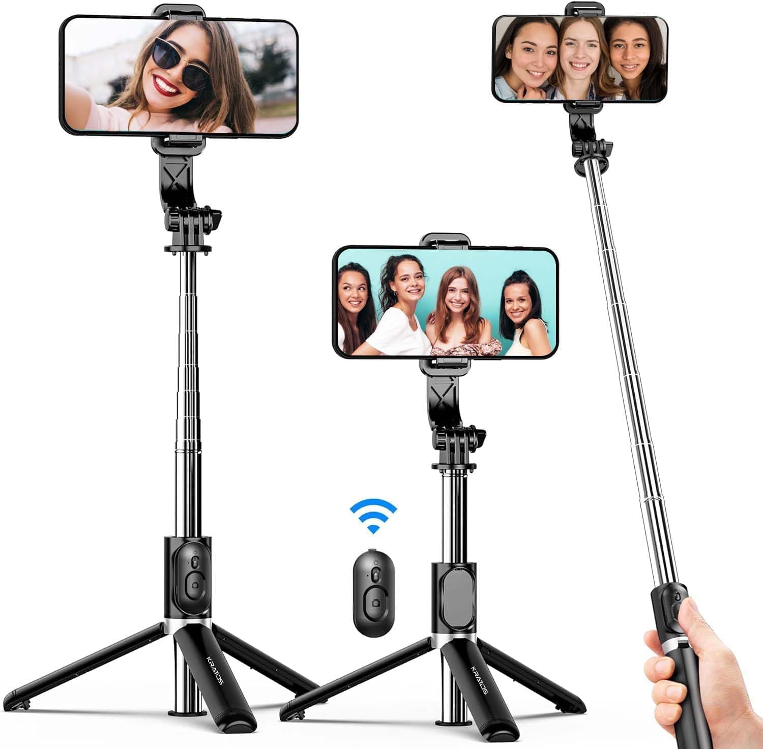 Kratos K1 - V3 Selfie Stick with Tripod Stand,Extendable Selfie Stick for Mobile Phone with Bluetooth Remote,3-in-1 Multifunctional Design for Redmi/Xiaomi/OnePlus/Samsung/Oppo/Vivo and All Phones at ₹249 (88% Off) – Amazon