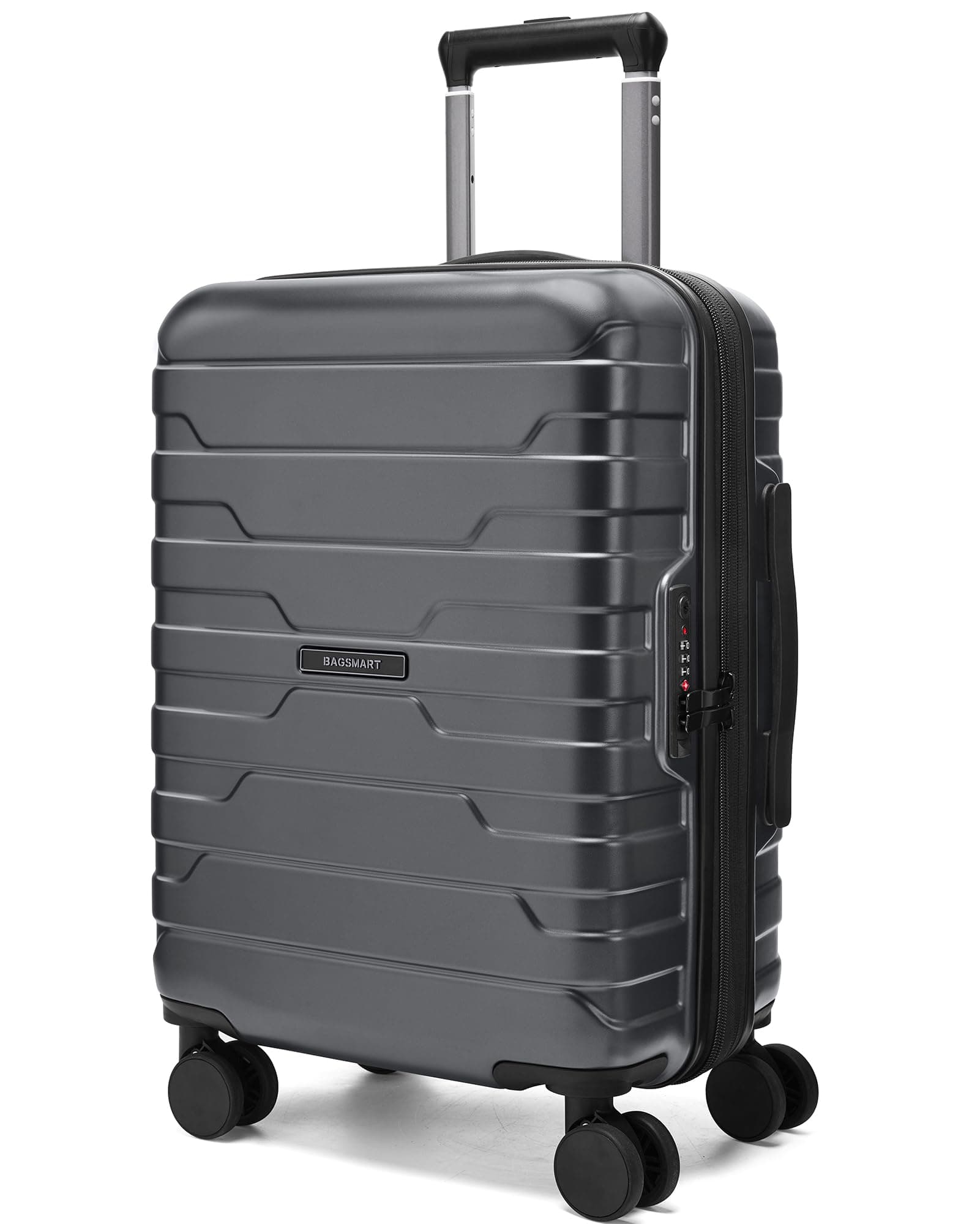 BAGSMART Carry On Luggage 20 inch, Airline Approved Cabin Trolley with Spinner Wheels, Silver Gray