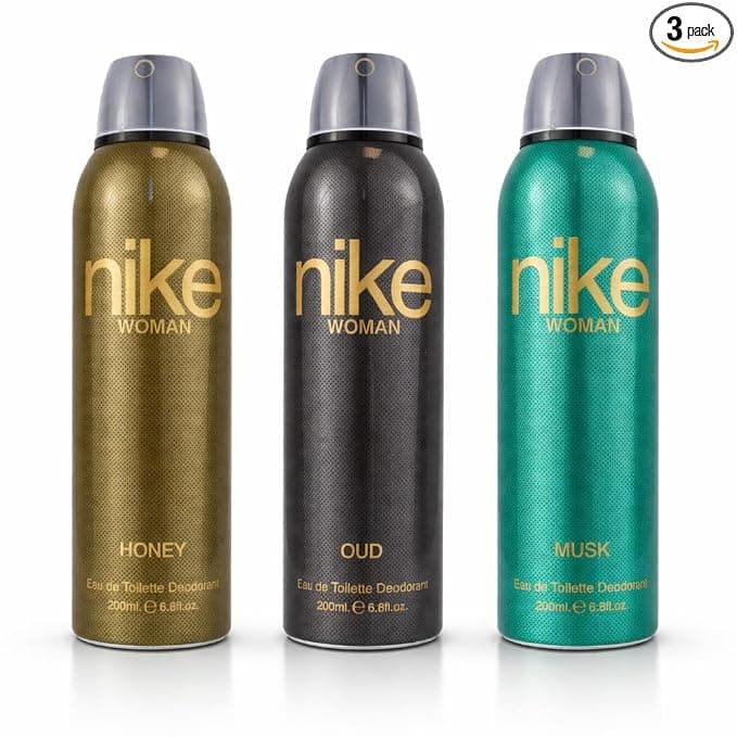 Nike Woman Deodorant Body Spray, Pack of 3 — Honey, Oud & Musk