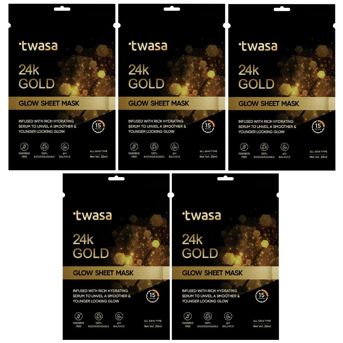 Twasa 24k Gold Glow Face Sheet Mask at ₹249 – Amazon